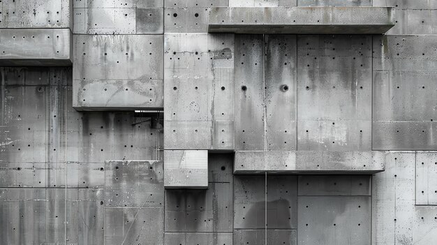 Photo 3d rendering of rough concrete wall with extruded cubes modern minimal background with geometric shapes abstract urban architecture