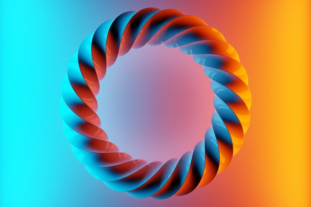 3D rendering  round fractal, portal on neon isolated background