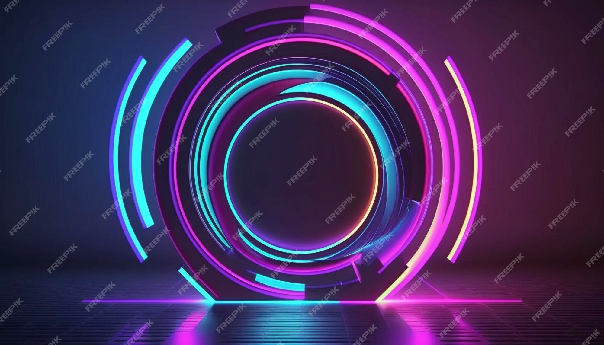 Rounded Neon Red and Blue lines Background video, Footage