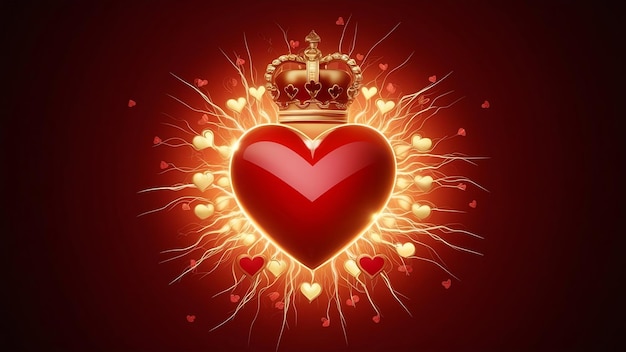 Photo 3d rendering of royal flash of hearts on the black background