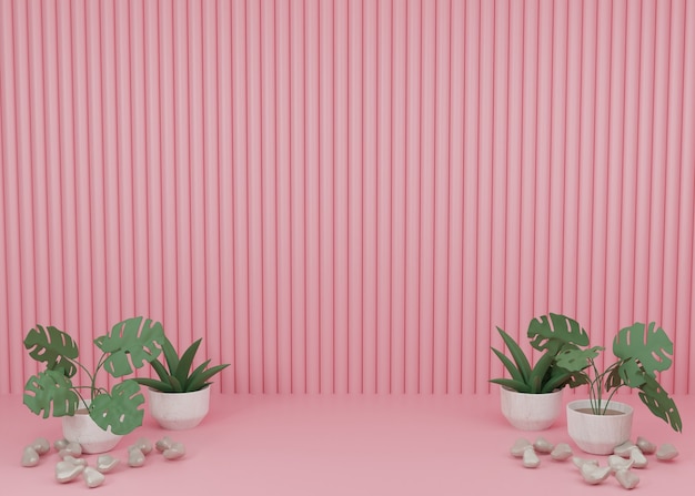 3D-rendering Roze pastel display podium productstandaard