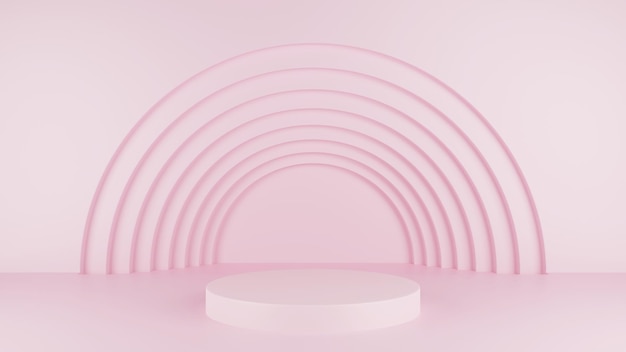 3d-rendering roze podium achtergrond minimale scène podium voor product commercieel ontwerp