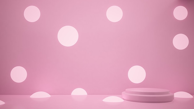 Foto 3d-rendering roze podium en witte bal studiominimalistisch concept