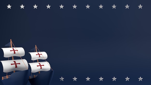 3D-рендеринг парусной лодки для размещения на содержании Happy Columbus Day 3d набор иконок ко Дню Колумба