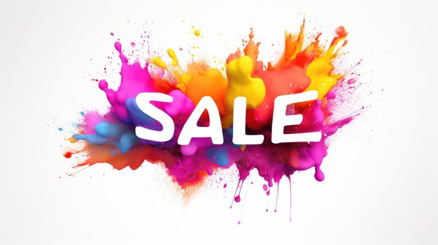 3D rendering of SALE word with color explosion background