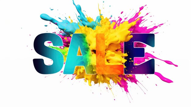 Photo 3d rendering of sale word with color explosion background