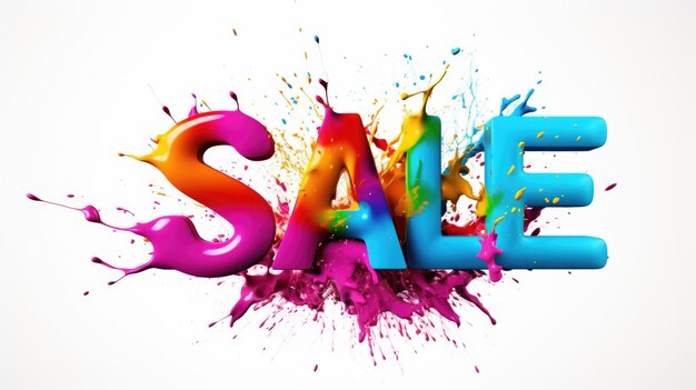 3D rendering of SALE word with color explosion background