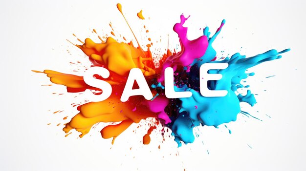 Photo 3d rendering of sale word with color explosion background