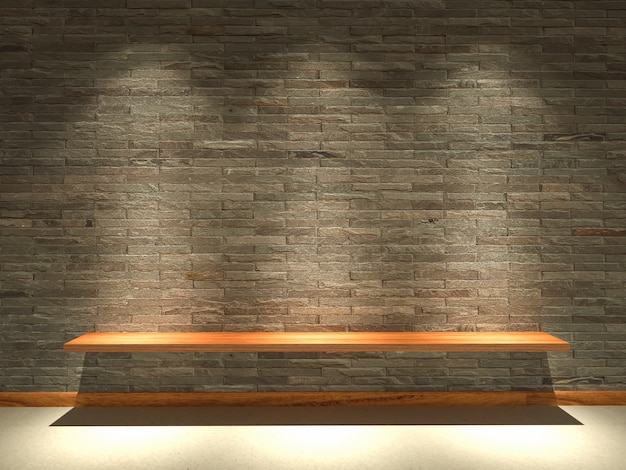 3D rendering sandstone walls are decorated with lights shines onto board