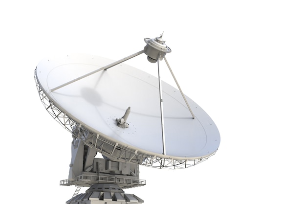 3d рендеринг спутниковой антенны на белом фоне