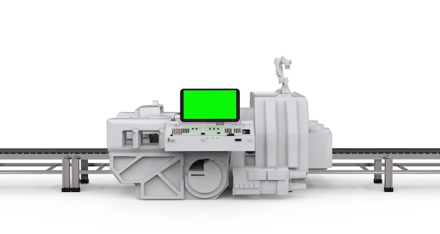 3d rendering scanner machine with empty conveyor belt