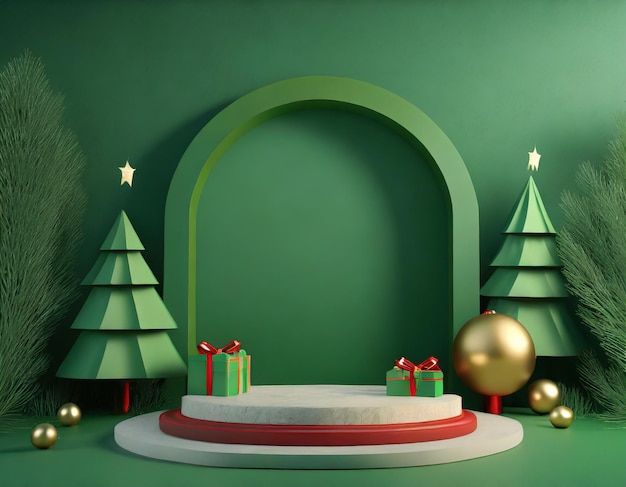 3D-rendering scène illustratie met minimalistische en elegante achtergrond van een humeurige kerstmis