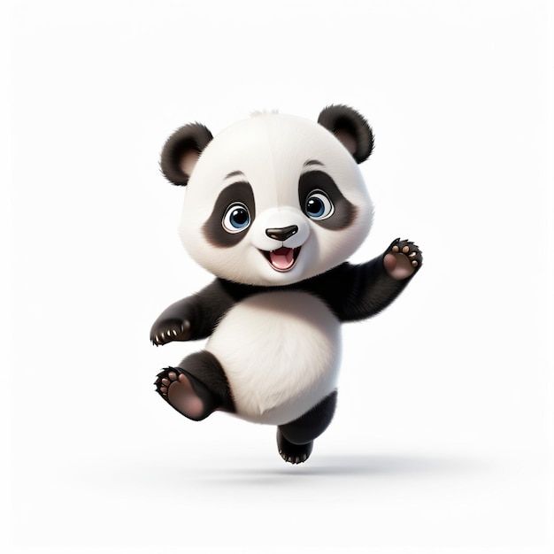 3d rendering schattig baby panda personage geïsoleerd op witte achtergrond