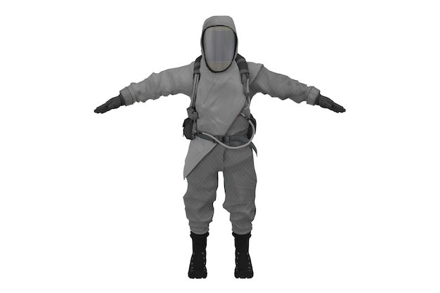 3d rendering scientist with biohazard suit