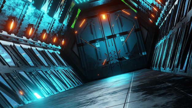 3d rendering scifi background futuristic hallway