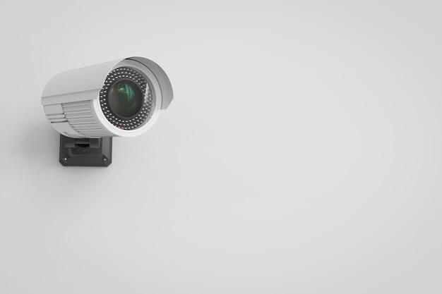 3d rendering security camera or cctv camera on wall