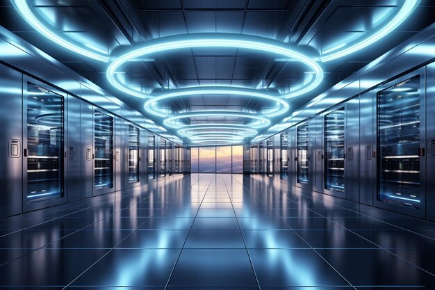 In a 3D rendering server racks convey the big data cloud computing concept