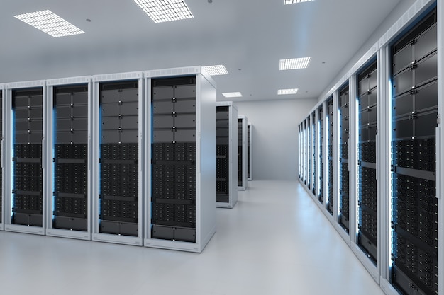 3d rendering server room or data center