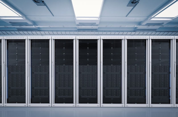 Photo 3d rendering server room or server computers