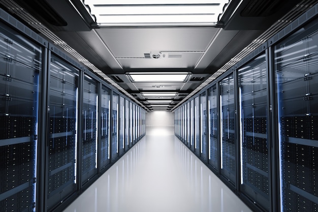 Photo 3d rendering server room or server computers