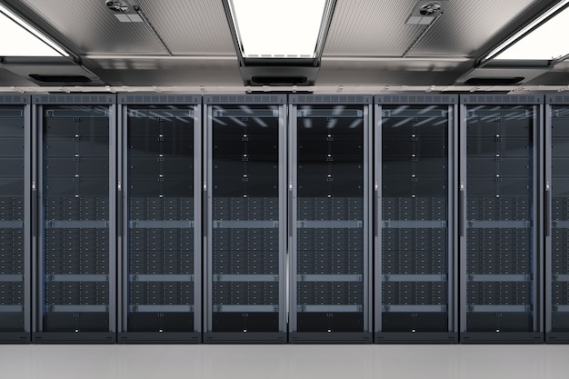 Photo 3d rendering server room or server computers
