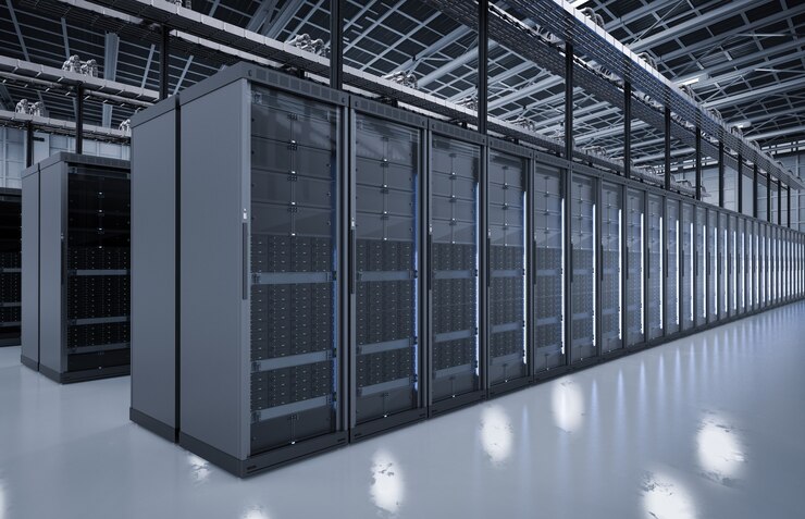 3d rendering server room or server computers