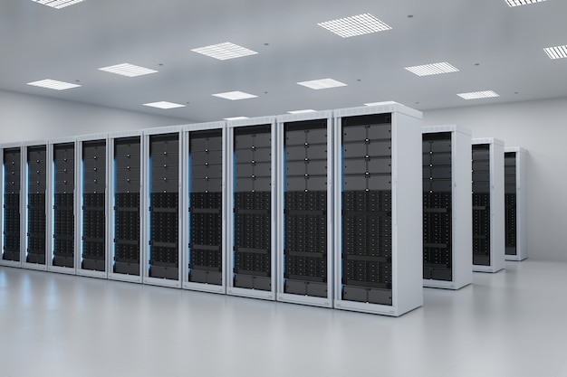 3D-rendering serverruimte of datacenter