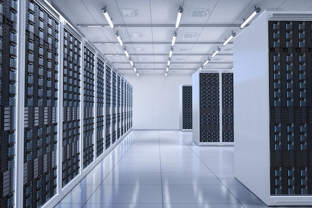 3d-rendering serverruimte of datacenter