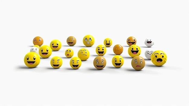 3d rendering set of emoji isolated on white photo made by generative AI