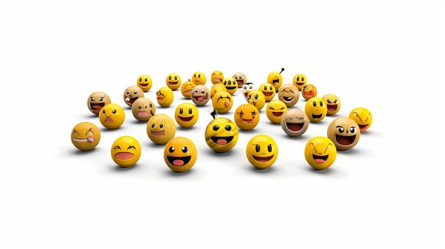 Photo 3d rendering set of emoji isolated on white photo made by generative ai