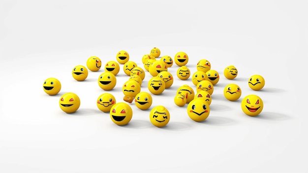 3d rendering set of emoji isolated on white photo made by generative AI