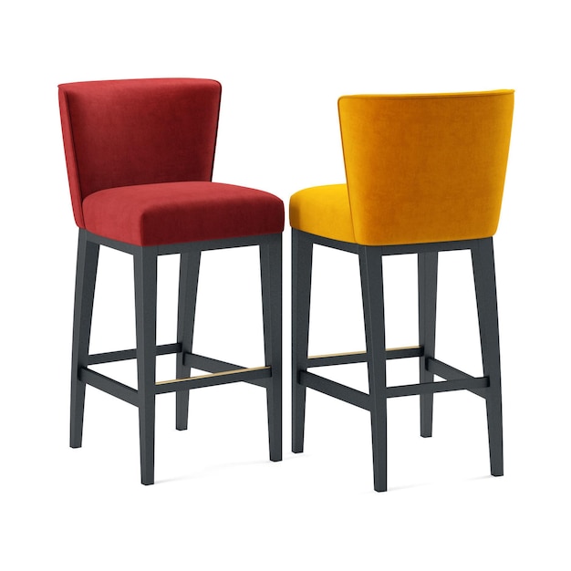 3d rendering set of modern bar stool isolated white background