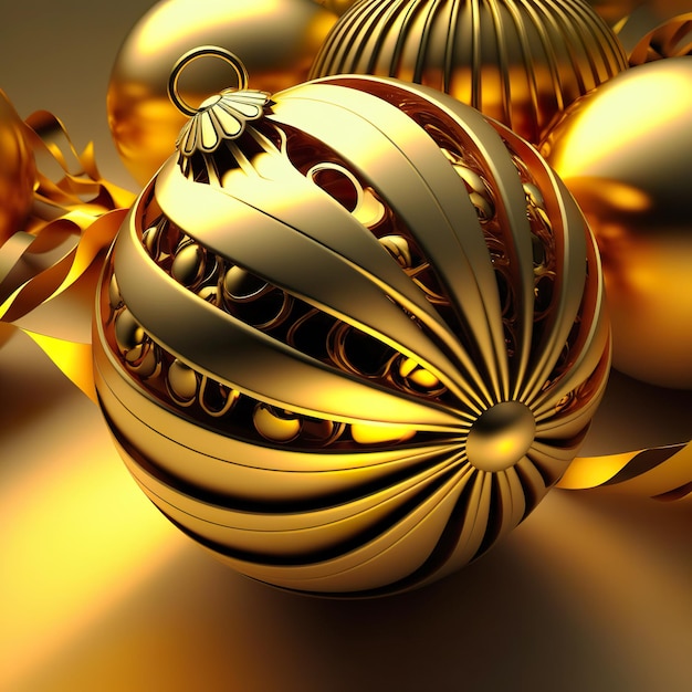 3D rendering shining golden 3D rendering christmas