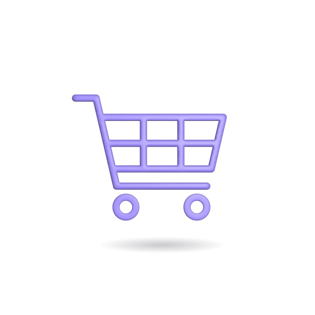 3d rendering shopping backet icon Illustration with shadow isolated on white