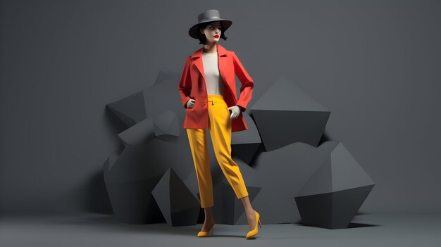 Foto un rendering 3d che mostra una giovane figura 3d in vari momenti della moda