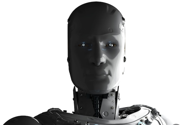 3d rendering silhouette ai robot isolated on white