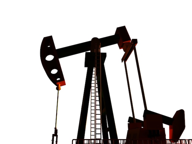 3d rendering silhouette crude oil pump or oil rig on white background