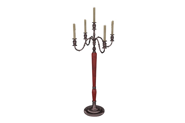 3d rendering silver candlestick with five candles