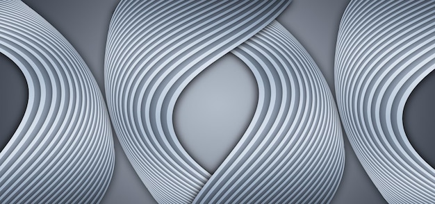 3D rendering of silver curved lines with high-end textured background