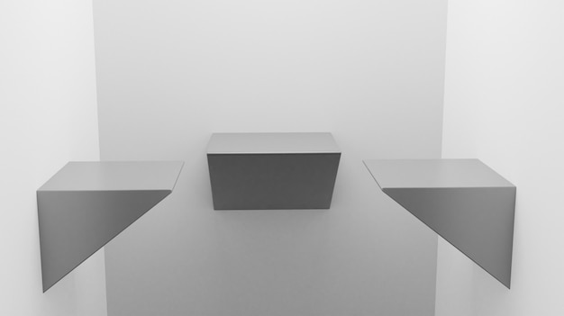 3D rendering of silver podium on the wall