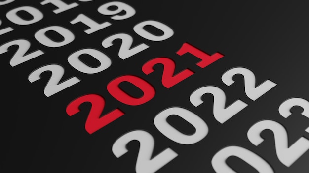 3d rendering of simple 2021new year illustration