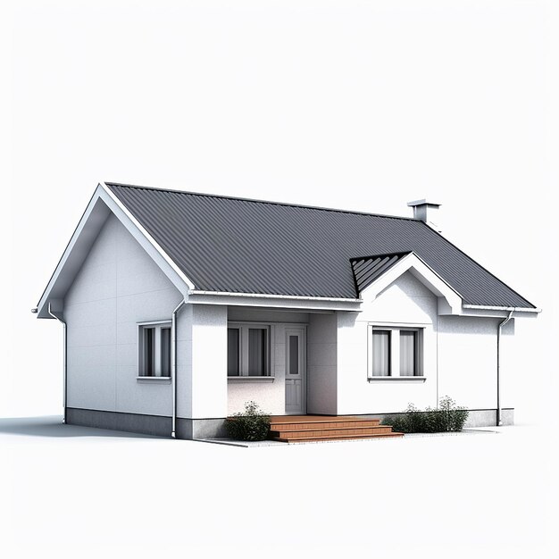 3D rendering simple house isolated white background image AI Generated art