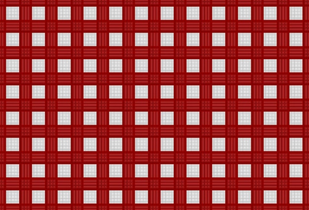 写真 3 d レンダリング シンプルな赤と白の正方形のグリッド パターンの壁の背景