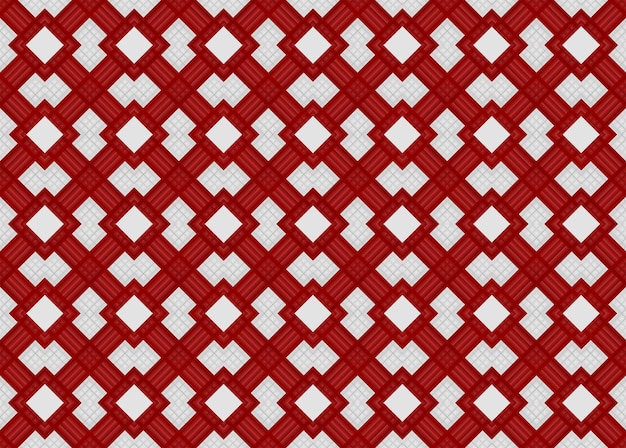 Photo 3d rendering simple red and white square grid pattern wall background