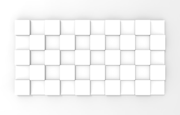 3d rendering. Simple Square cube box plate board on white wall background.