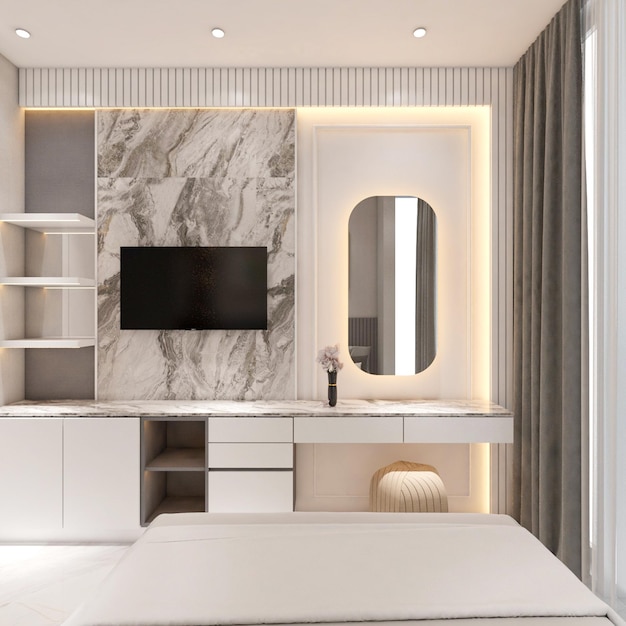 Photo 3d rendering of simple and stunning cabinet interior design