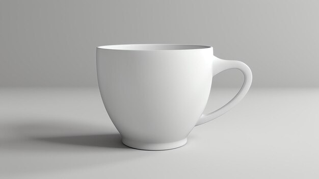 3D rendering of a simple white coffee cup on a white background