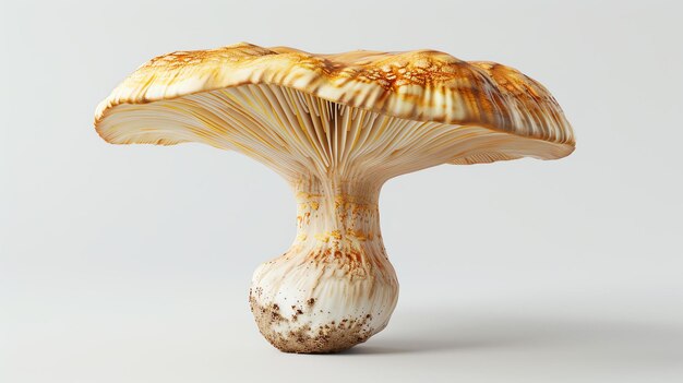 Photo 3d rendering of a single brown mushroom on a white background