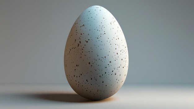 Foto rendering 3d di un singolo uovo bianco con macchie marroni su uno sfondo bianco