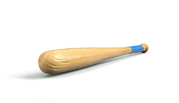 3d rendering of a single wooden baseball bat with polish finishing isolated on a white background. Wooden sports equipment. Baseball bat. New pitcher equipment.